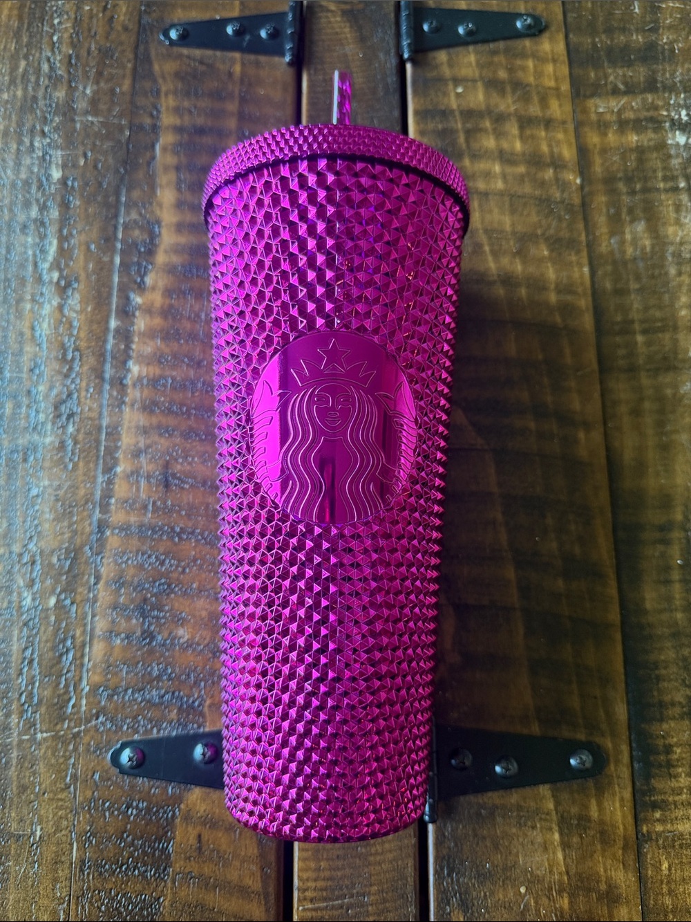 Starbucks Holiday 2021 Pink Magenta Studded Tumbler 24oz Venti Cold Cup